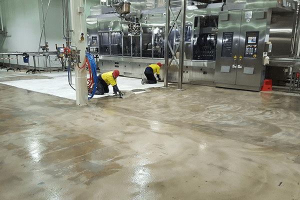Epoxy flake floor finish in commercial interior